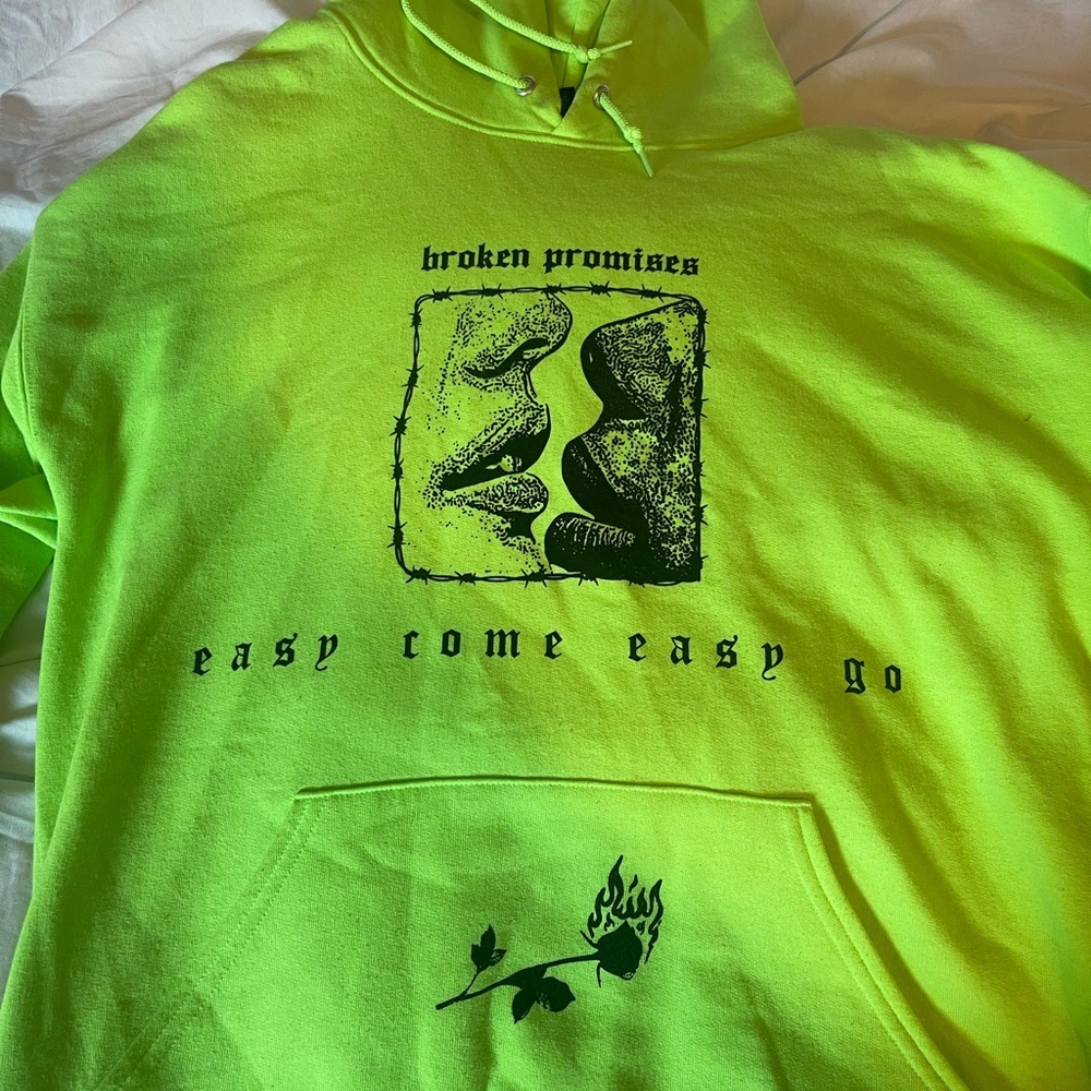Broken Promises Neon Green Hoodie